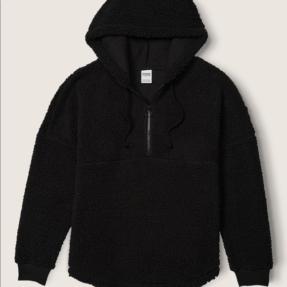 NWT PINK Victoria’s Secret Varsity Sherpa Half-Zip Pullover - Picture 4 of 6